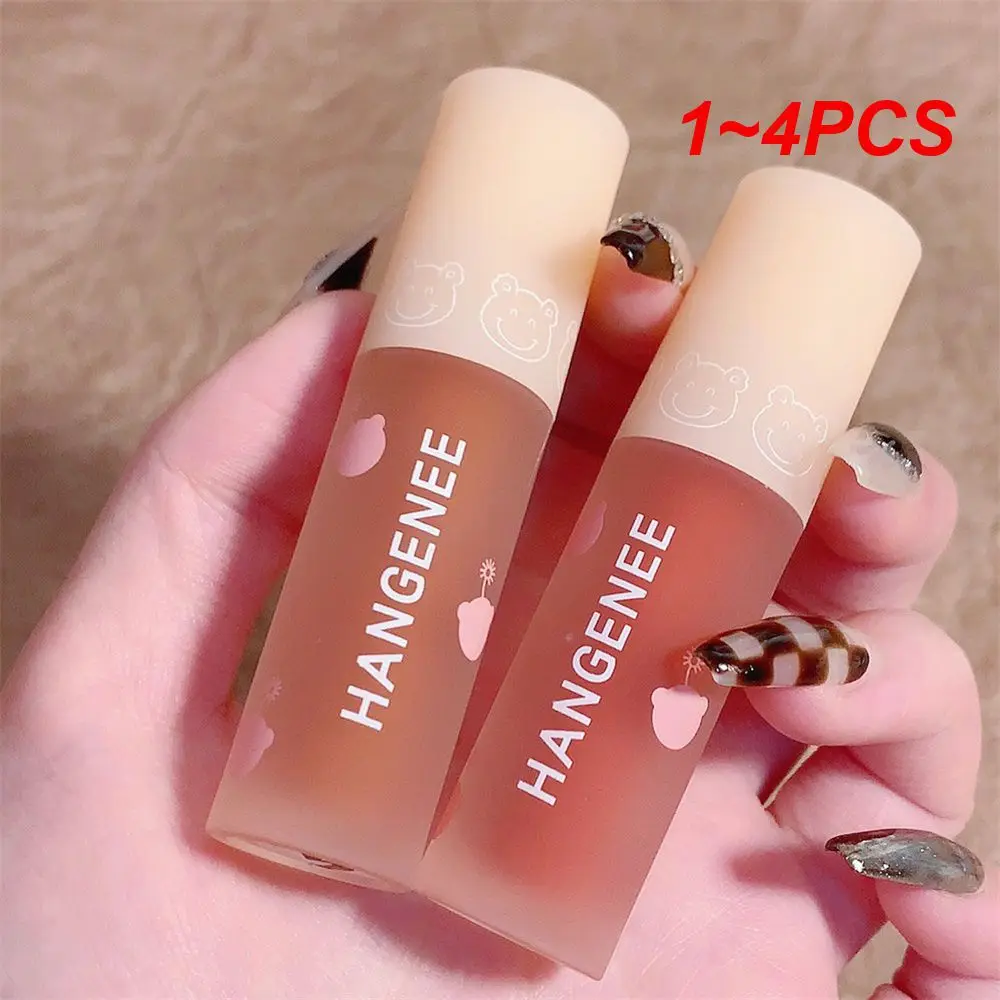 

1~4PCS Cute Bear Lipgloss Waterproof 6 Color Liquid Lipstick Cosmetics Lip Mud Soft Mist Lip Gloss Lip Glaze Lips Makeup