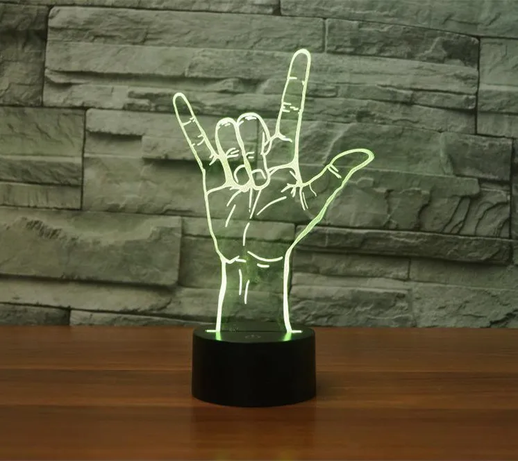 

3D Touch illusion Night Light I Love you sign Language 7-color change LED Table Lamp Bedroom Shop Bar Decor Gift USB Lights