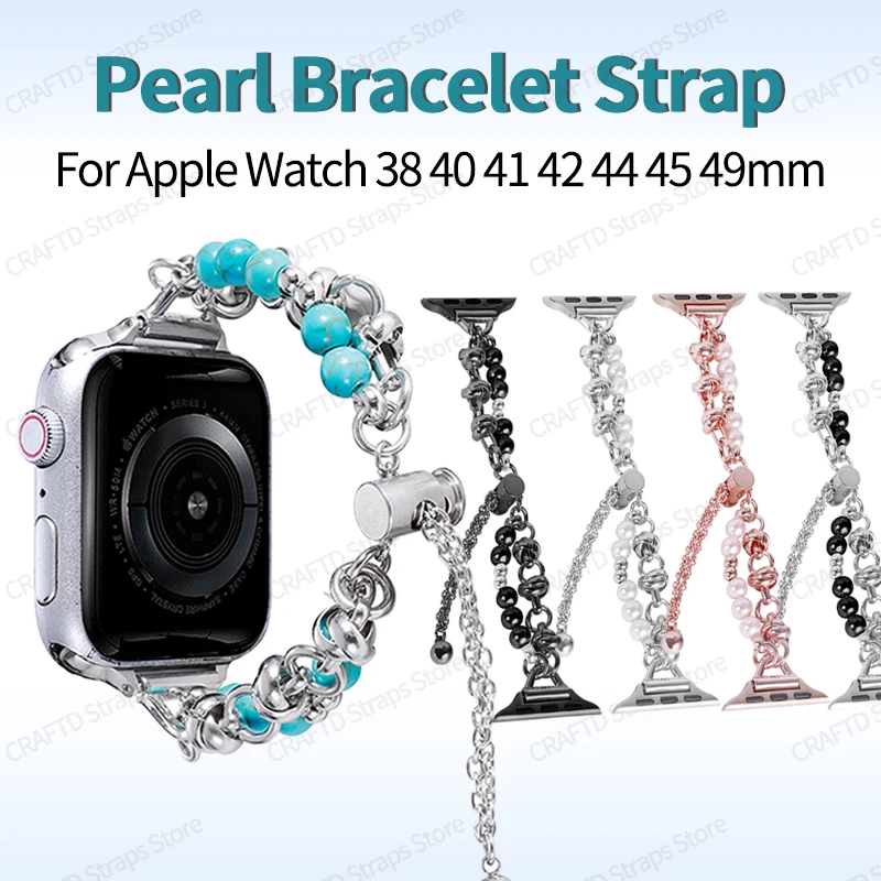 

Pearl Bracelet for Apple Watch Strap 44mm 40mm Watchband for IWatch Band 8 7 45 Ultra 49mm Bracelet for Apple Watch Accessories