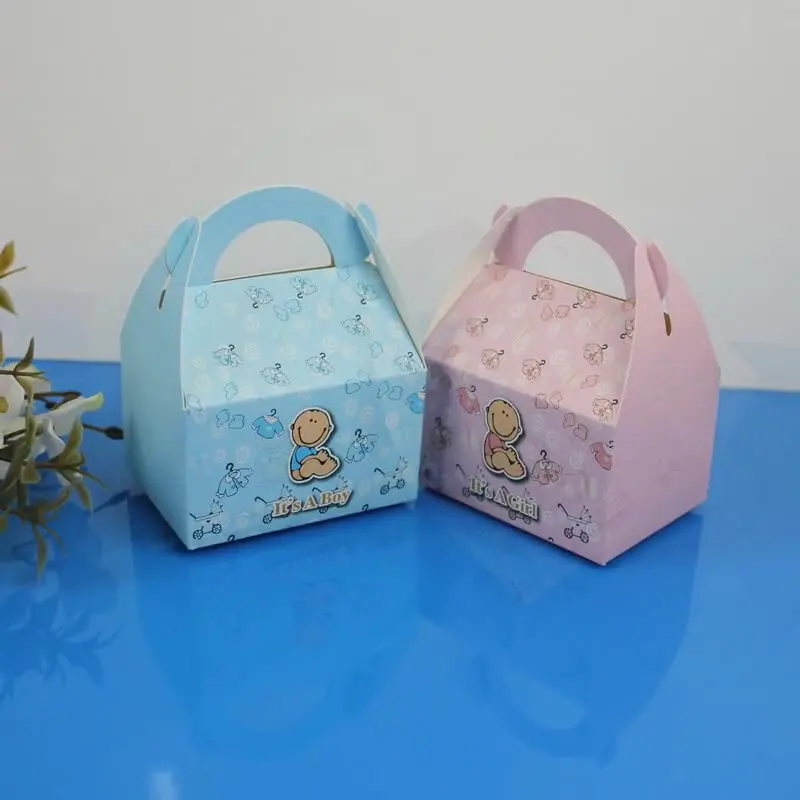

24pcs/set Baby Girl And Boy Paper Gift Box Party Baby Shower Candy Box Baby Feeding Bottle Birthday Party Decorations Kids Party
