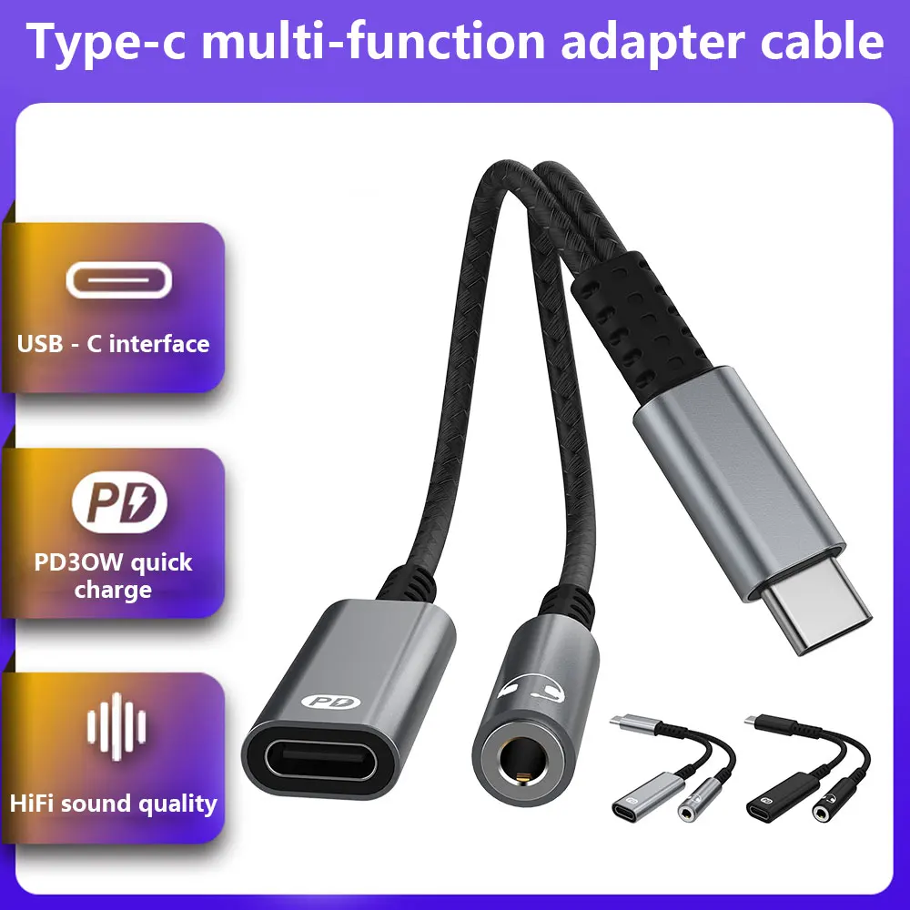 

Адаптер для наушников 2 в 1, с USB C на 3,5 мм