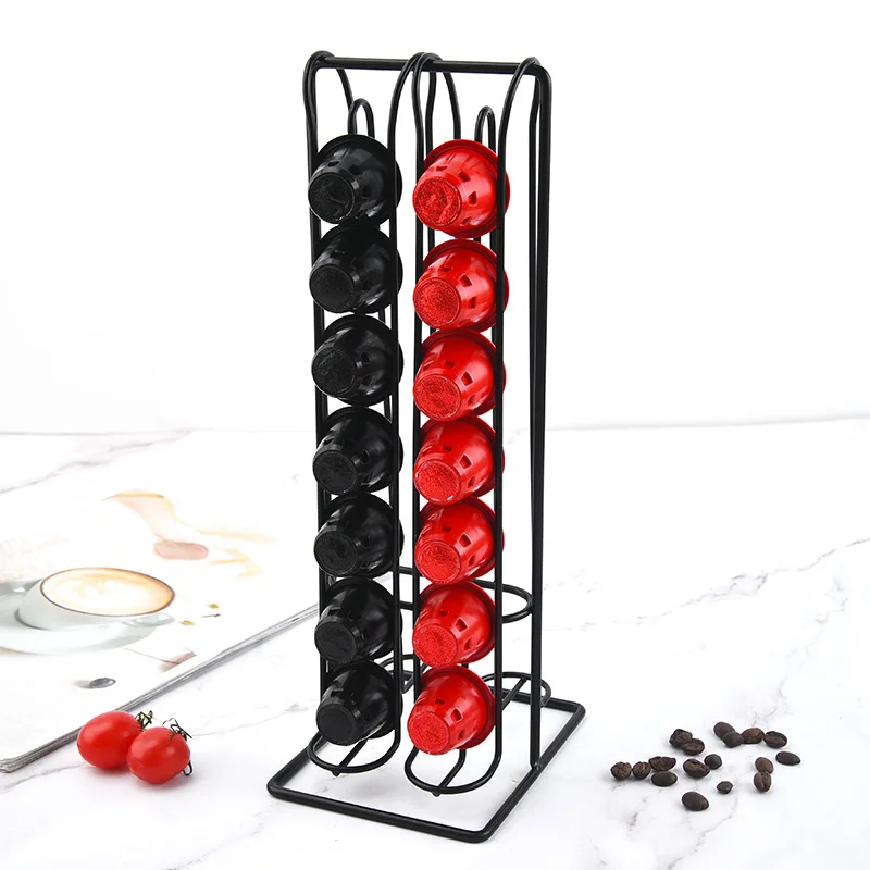 

Coffee Pod Stand Office Kitchen Desktop Capsules Storage Rack Wrought Iron Double-sided Coffee Capsule Rack Coffee Display Stand