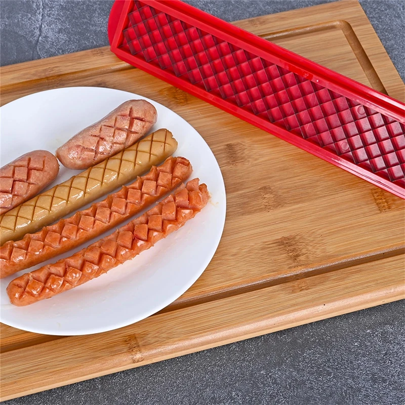 

Hot Dog Slicing Tool 10 inch Stainless Steel Ham Sausage Manual Cutter Precision Mesh Slicer Kitchen Cutting Tools
