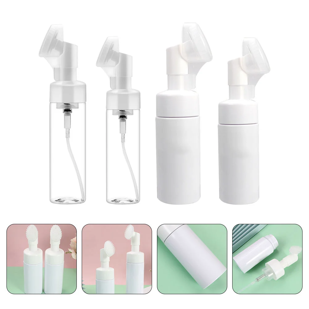 4 Pcs Travel Pump Bottle Travel Container Foam Bottles Silicone Containers Manual Face Brush Foaming Soap Bottle