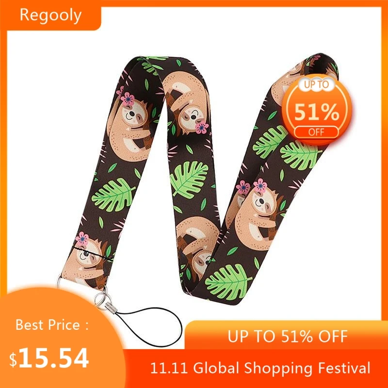 

30pcs Lovely Tree Lazy Bear Keychain Lanyard Id Badge Holder ID Card Pass Gym Mobile Phone Badge Holder Key webbings ribbons