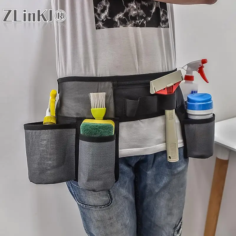 

1Pc Nylon Multi-pockets Waist Tool Bag Garden Pruning Tool Storage Bag Toolkit Black Adjustable Waist Belt For Cleaning Kit