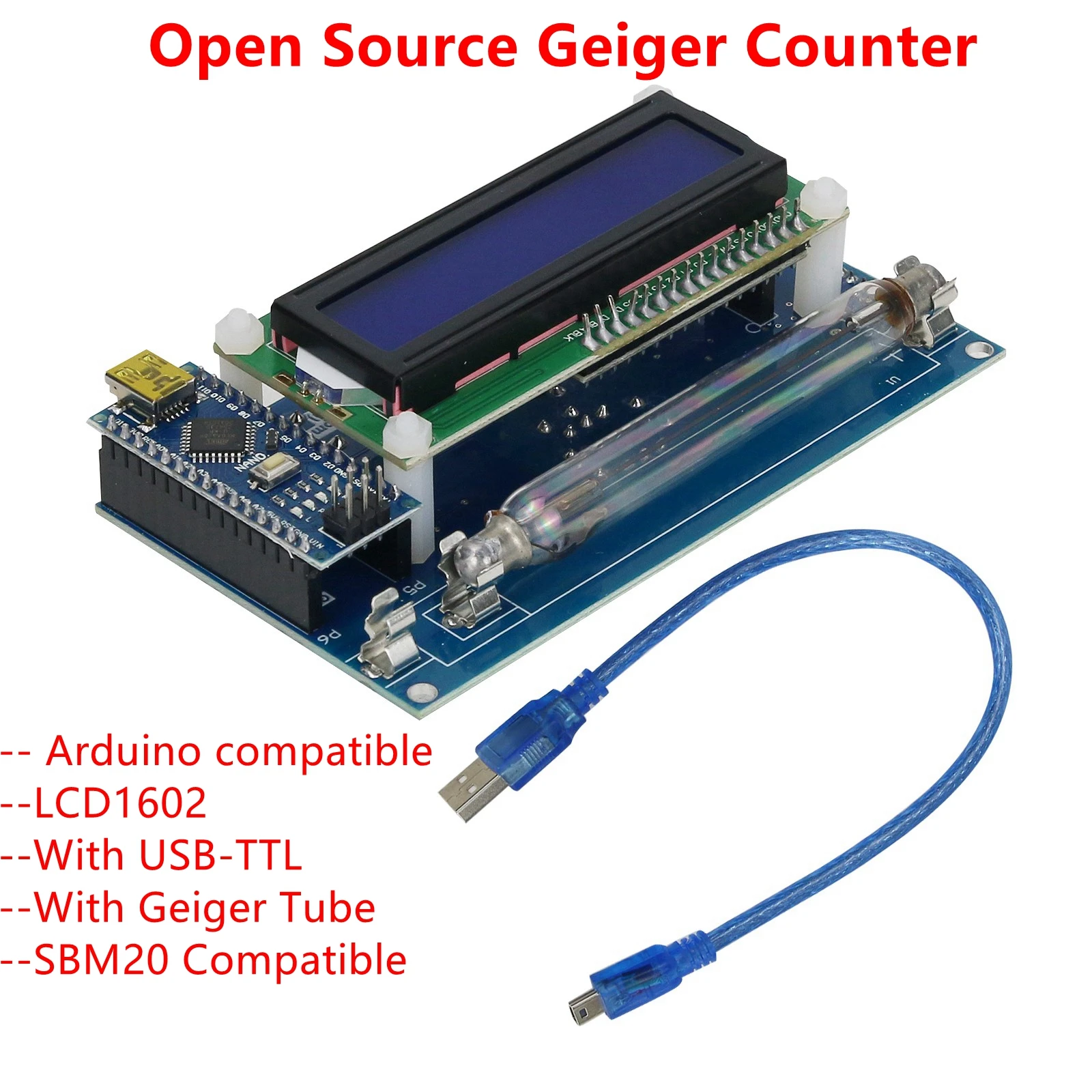 Maxgeek DIY счетчик Гейгера с открытым исходным кодом комплект измерительных модулей обнаружитель труб GM радиационный ЖК-дисплей