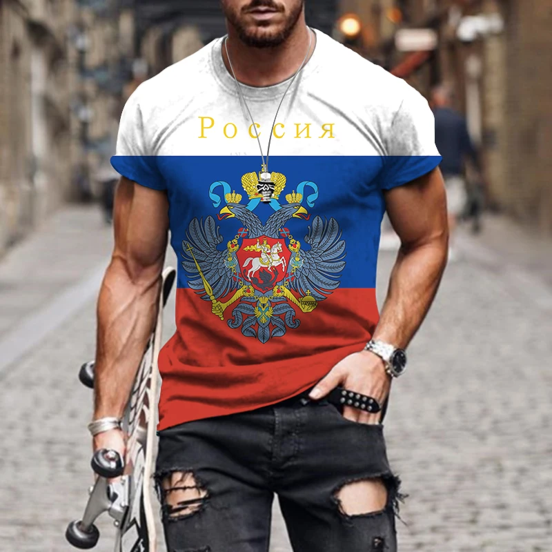 

Summer Men New 3D Russian Ukrainian Print Personality Object Trend FashionSports Oversized Eound NeckShort-Sleeved T-ShirtXS-6XL
