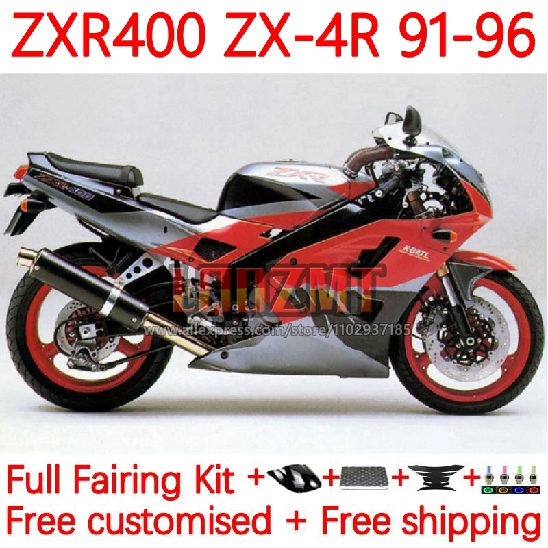 

Silvery red Fairings For KAWASAKI NINJA ZX4R ZX-4R ZXR 400 ZXR400 1991 1992 1993 1994 1995 1996 ZXR-400 91 92 93 95 96 19No.70
