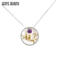 gems beauty original creative design owl moon amethyst ethiopia opal 925 sterling silver necklaces pendants women accessories