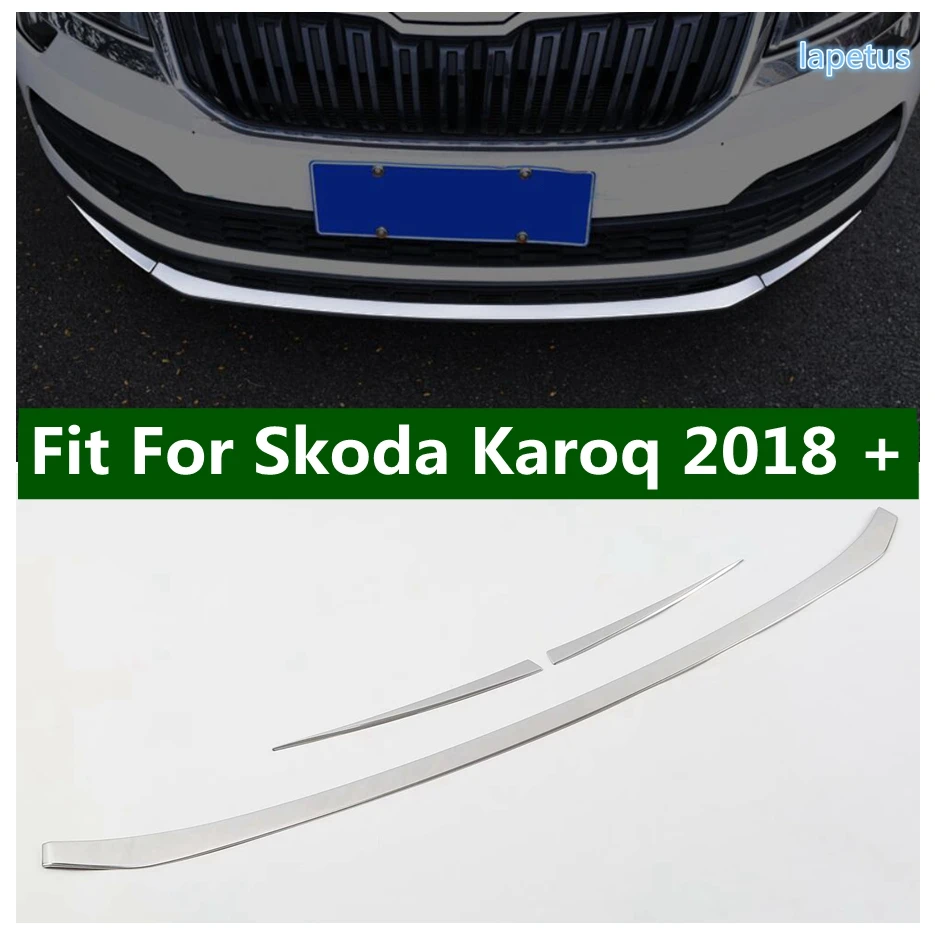 

Front Lower Bumper Lip Splitter Strips Molding Under Center Grille Grill Mesh Cover Trim For Skoda Karoq 2018 - 2020 Accessories