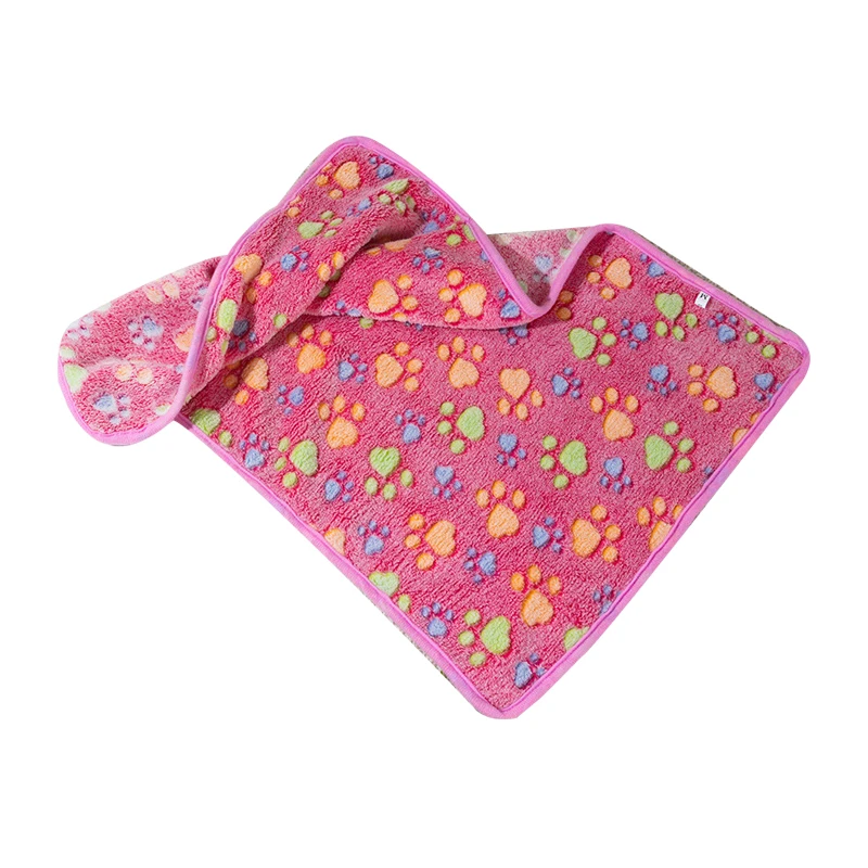 Dog Blanket Cute Claw Prints On Pink Thermal Soft Fiber Comfortable Cat Sleep For House Family Indoor