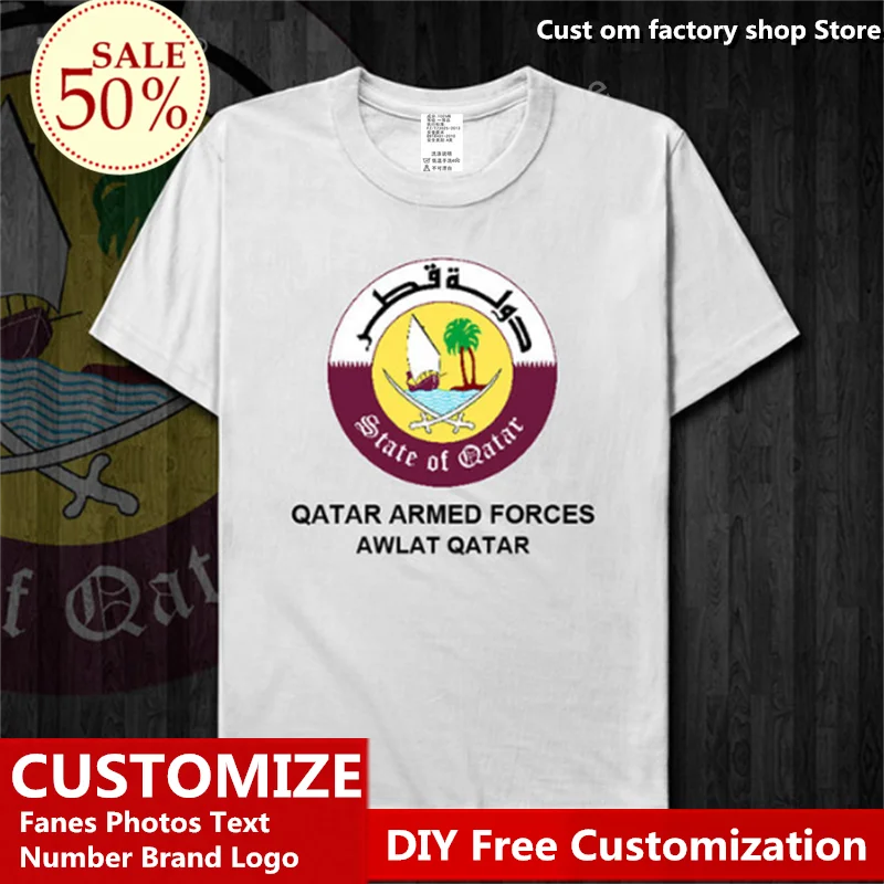 

Qatar Army Cotton T shirt Custom Jersey Fans DIY Name Number LOGO Tshirt High Street Fashion Hip Hop Loose Casual T-shirt