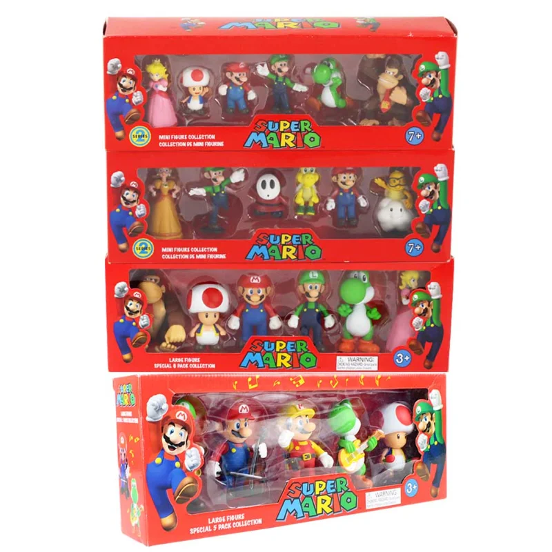 

Super Mario Bros Action Figures Toy Set Anime Figure Luigi Yoshi Mushroom PVC Doll Model Home Decor Ornament Kids Birthday Gifts