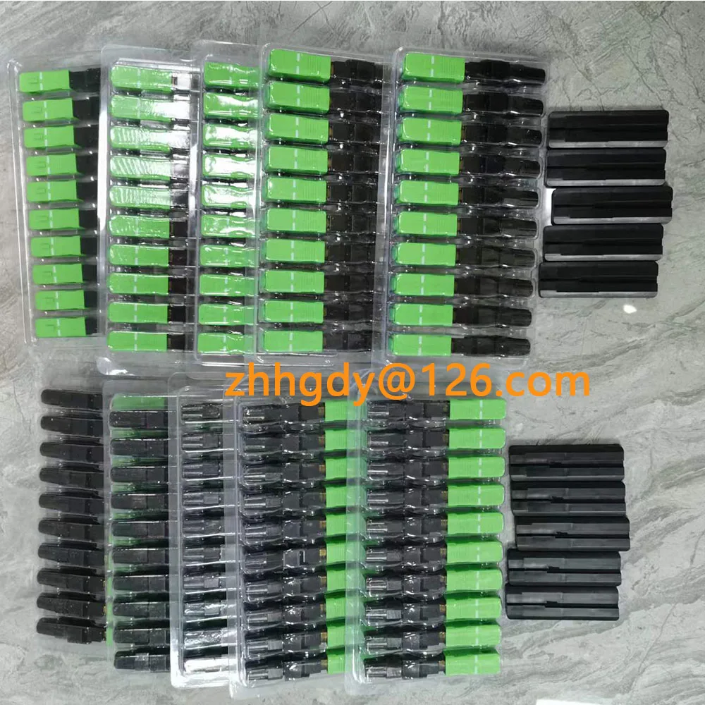 100PCS SC APC Fiber Optic Fast Connector FTTH Single Mode Fiber Optic SC Quick Connector Adapter Embedded Field Assembly