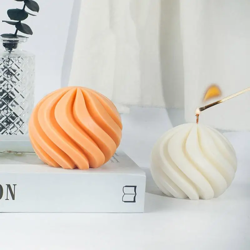 

Geometric Spiral Ball Scented Candle Silicone Mold Food Grade Silicone Simple Handmade Soap Diffuser Stone Plaster Ornament Mold