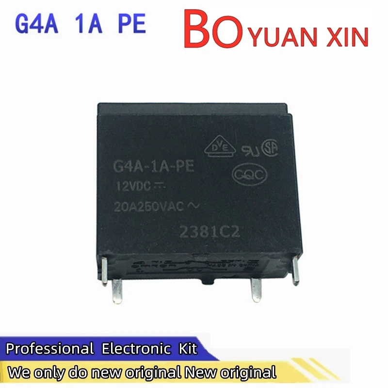 Фото BYX 5 шт. Новые оригинальные реле для бытовой техники G4A-1A-PE E-CN-5V 12V 24VDC DC5V 12V 24V 4pin20A, маломощное реле скорости ветра №4