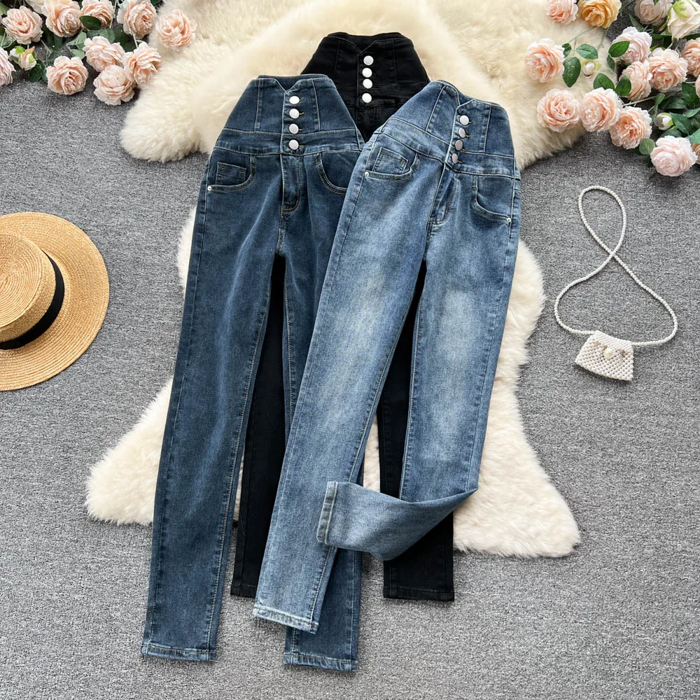 

Autumn New High Waist Thin Slim Tight Small Pencil Hundred with Jeans Woman
