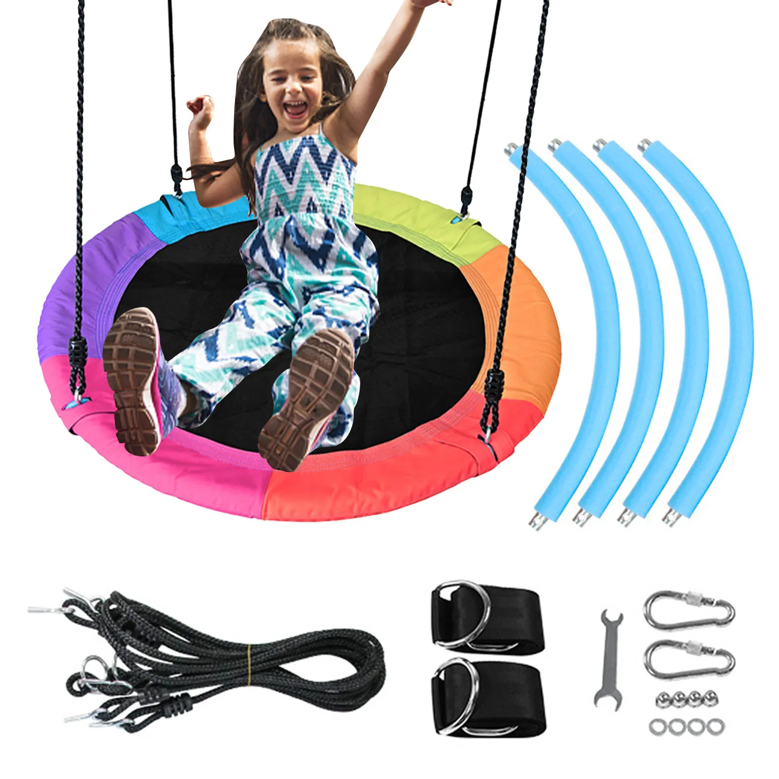 

40 Inch Kids Tree Swing With Adjustable Ropes Outdoor Round Swing Sets Disc Tree Swing Seat Kids Hanging Seat Toys Garden Swing