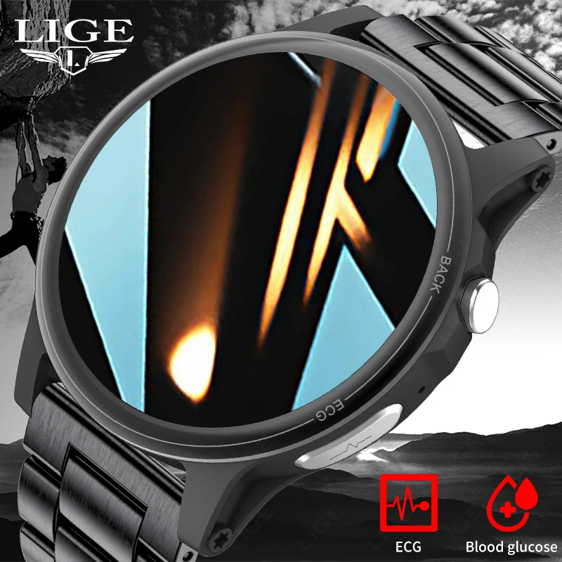 

LIGE ECG Smart Watch Men Sports Fitnes Bluetooth Call Waterproof Bracelet Heart Rate Blood Oxygen Tracker For GPS Smartwatch+BOX