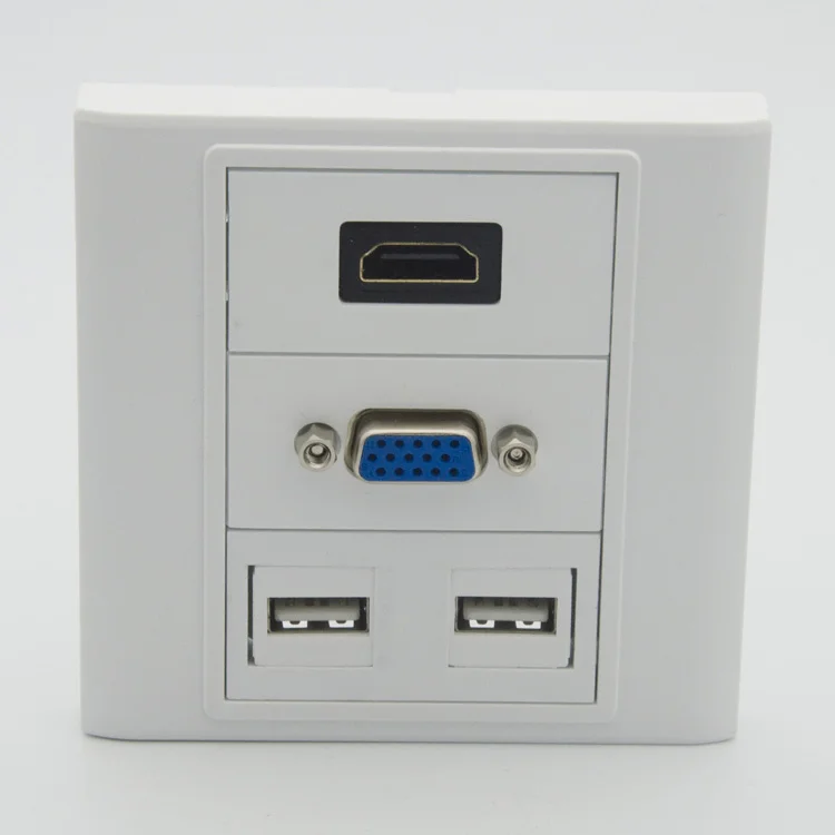 HDMI VGA 2 X USB настенная пластина с гнездовыми разъемами