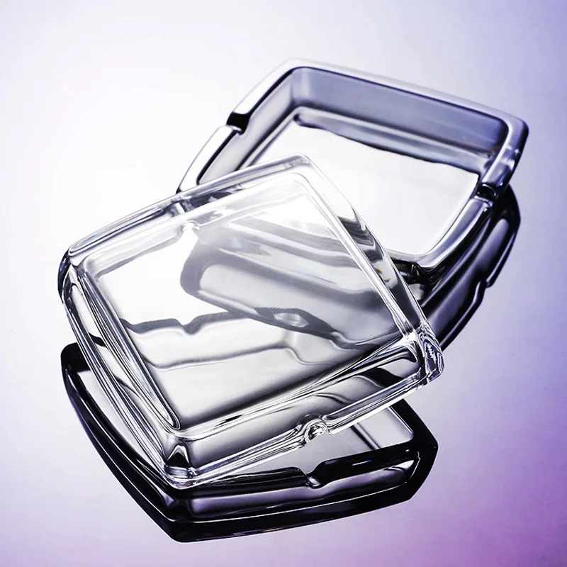 Square Glass Creative Simple Home Ashtray Living Room Office Personality Square Hotel KTV Glass Ashtray