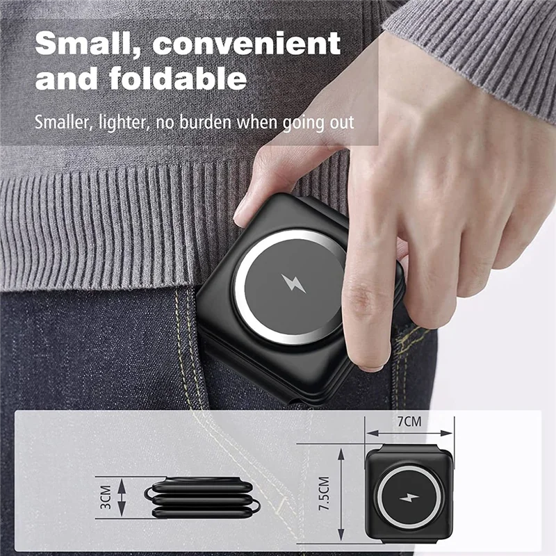 3 in 1 Wireless Charger Foldable Magnetic Charging Station Fast Pad for Travel IPhone-US Plug