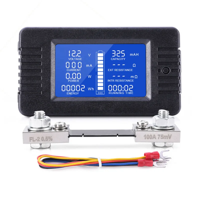 

LCD Display DC Battery Monitor Meter 0-200V Voltmeter Ammeter For RV Solar Car Battery Monitoring Instrument