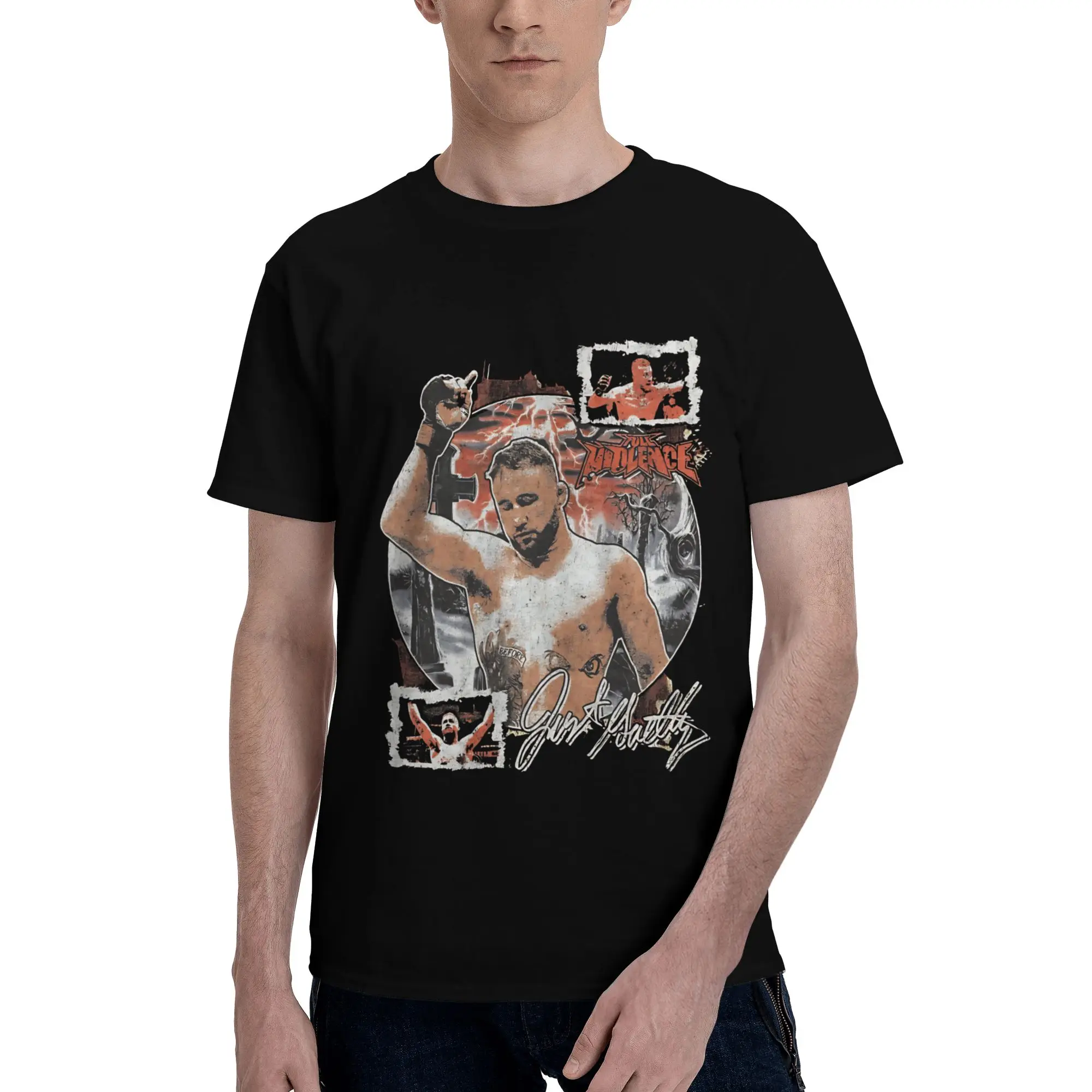 Фото Футболка All Seasons Justin Gaethje The Highlight для мужчин и женщин, футболка из 100% хлопка, одежда с короткими рукавами №2