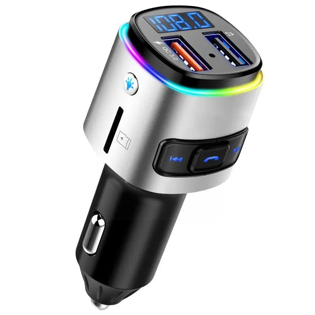 

Car Mp3 Bluetooth Fm Transmitter Light Car Charger Light Mp3 Fast U Player Atmosphere Charging Supports Disk Colorful Card Y2s6