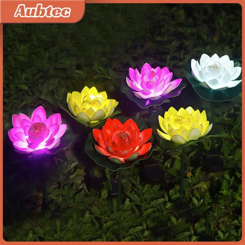 

Energy-saving Simulation Lotus Floor Lamp 1pc Intelligent Light Control High-quality Solar Decorative Light Durable Waterproof