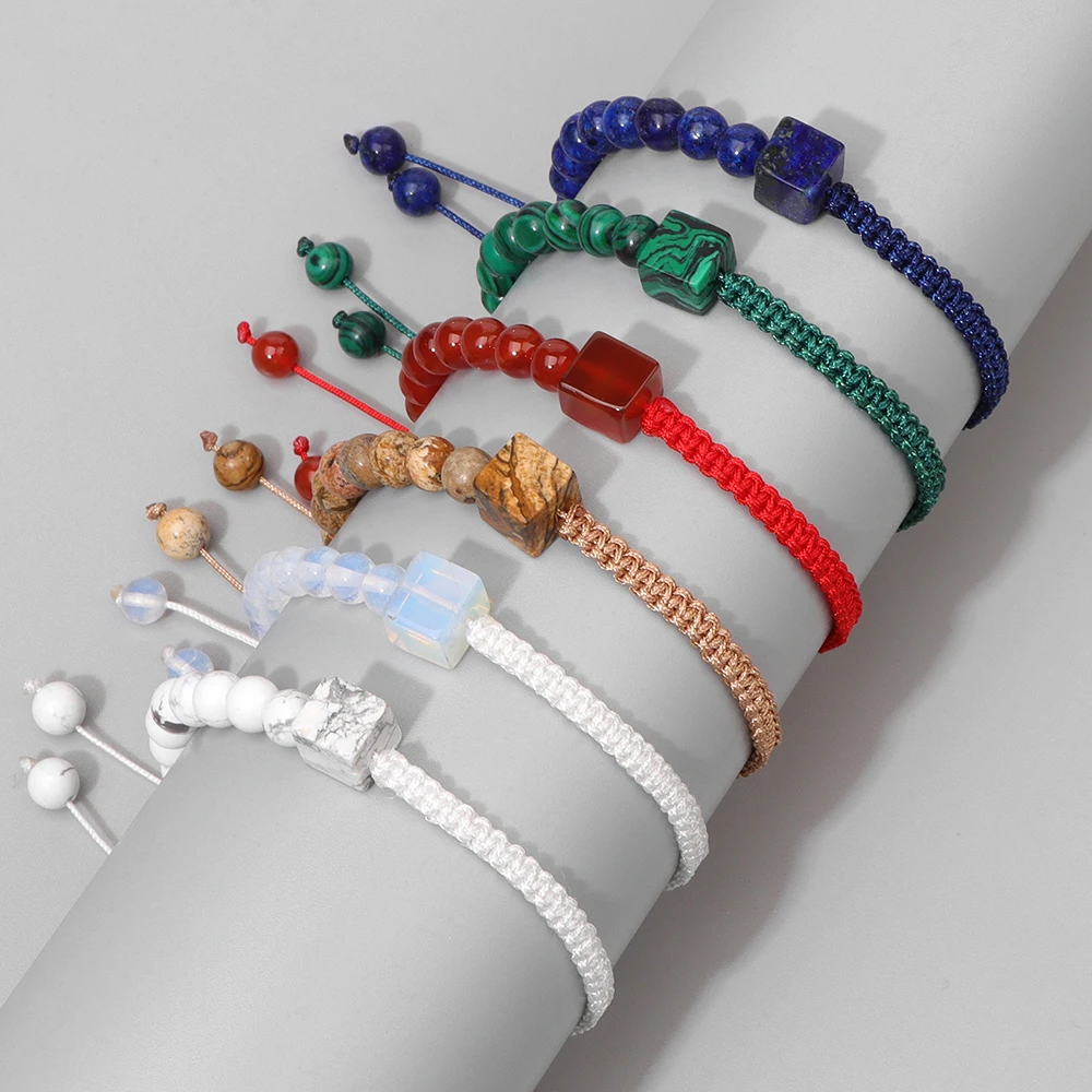 

Handmade Beads Bracelet Natural Stone Braided Bracelet Opal Malachite Tiger Eye Beaded Bracelets Women Men Prayer Jewelry Gift