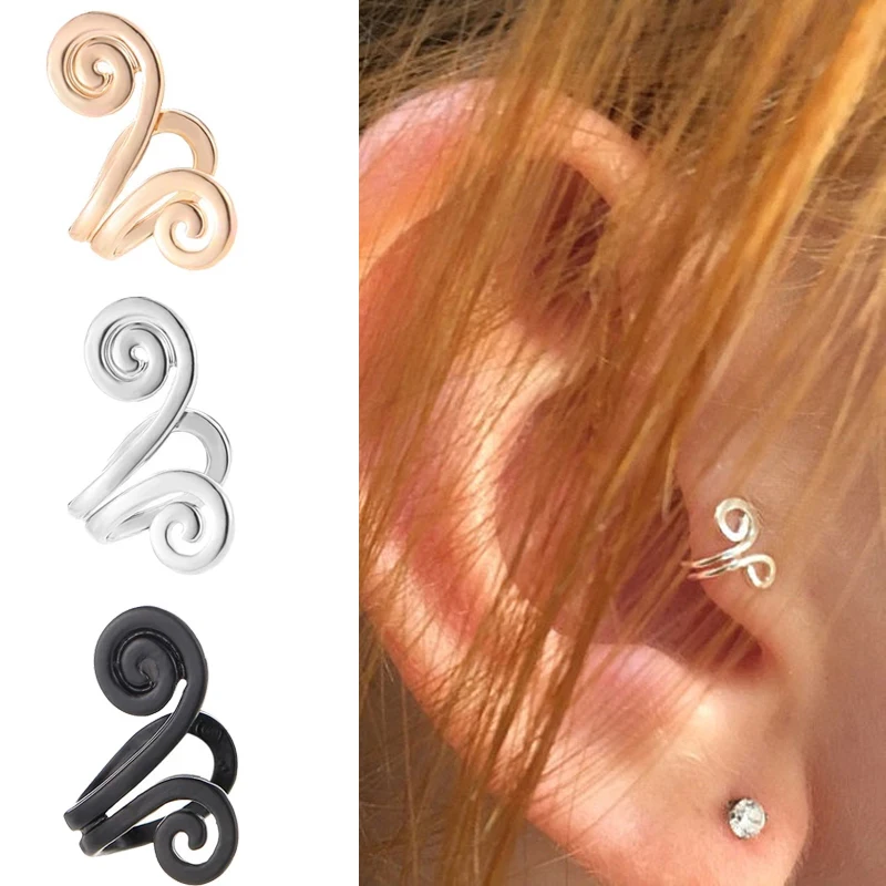 

1Pcs Fashion Gold TotemClip Earring for Women Without Piercing Cartilage Puck Rock Vintage Ear Cuff Girls Jewerly Gifts