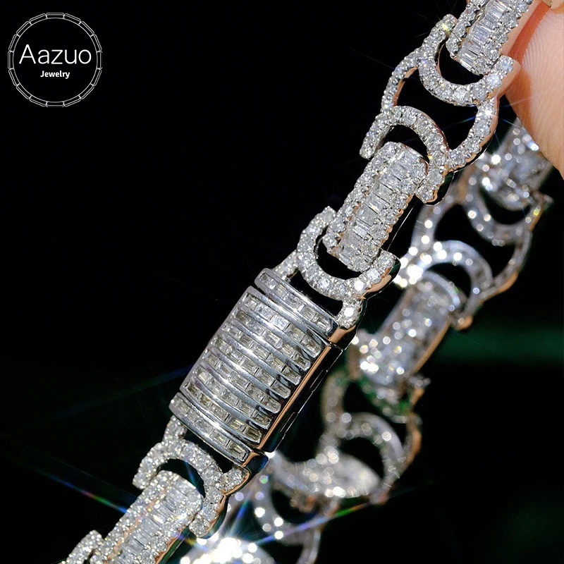 

Aazuo Real Jewelry 18K White Gold Real Diamonds 6.4ct Luxury Bracelet For Woman Upscale Trendy Wedding Engagement Party Au750