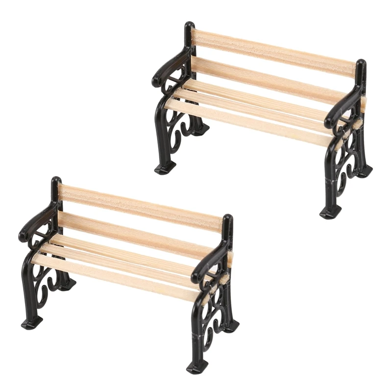 

Best 2X 1/24 Dollhouse Miniature Garden Patio Furniture Park Bench