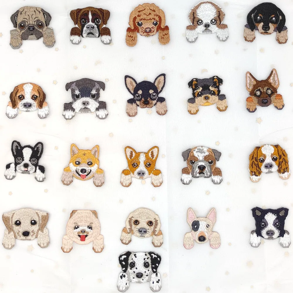 

Cute Dog Patch Animal Embroidery Cloth Patches Ironing Clothing Backpack Coat Decoration Accessories Concealer Toppe Vestiti