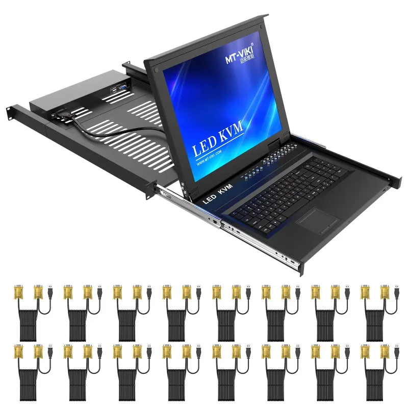 17-дюймовый LCD KVM-переключатель на 16 портов VGA, 1280*1024, для установки в 19-дюймовую 1U-стойку + 16 кабелей, 17-дюймовая LED KVM-консоль (art.: 3920d91071f48) - 3920d91071f48