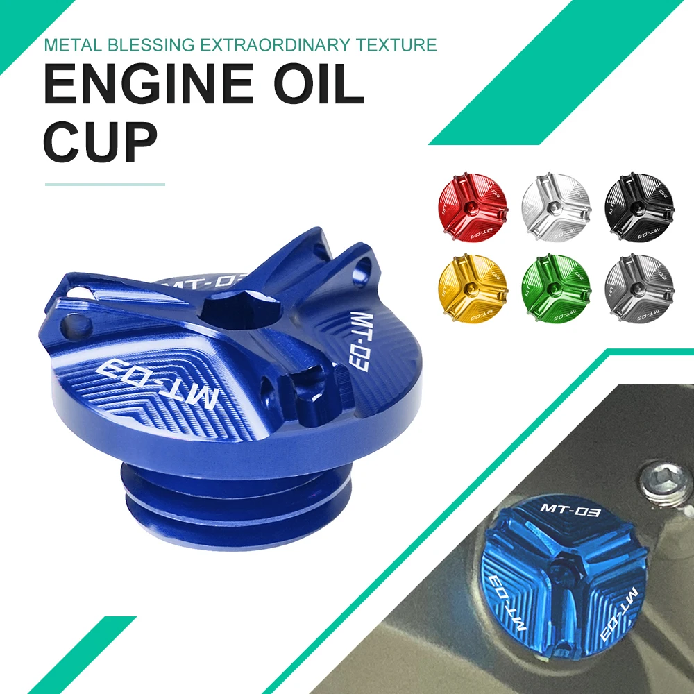 

For Yamaha MT03 MT 03 2015-2020 2019 2018 2017 2016 Motorcycle CNC Engine Oil Filler Cup Plug Cover Cap Screw With MT03 Logo