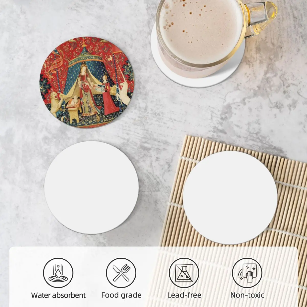 Леди и единорог DESIRE Лев фантазийные цветы животные красный зеленый цветочный