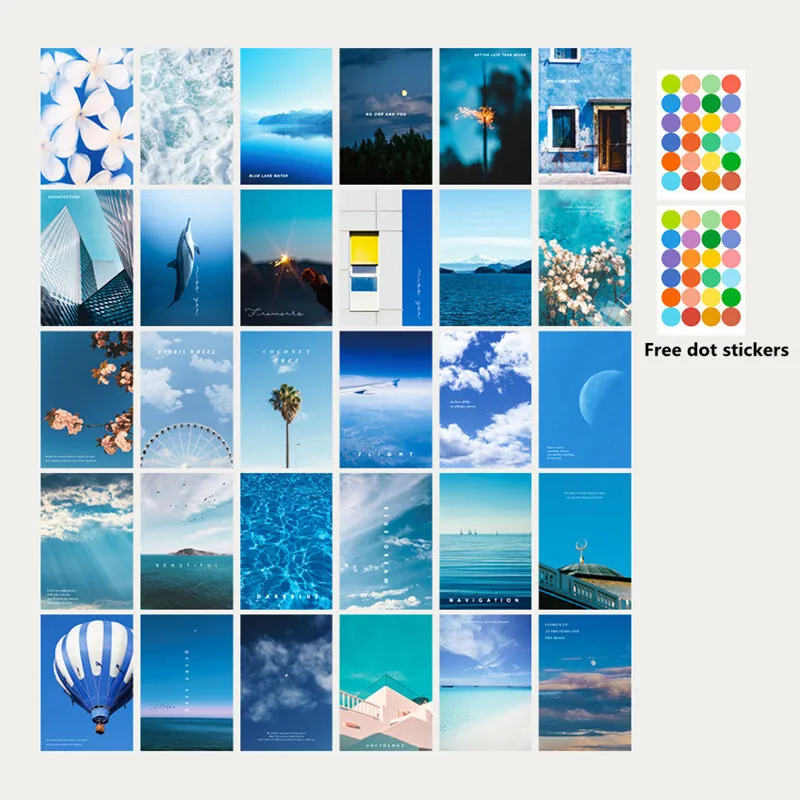 30 шт./компл. Ins скандинавский пейзаж цветы Настенный декор фотокарточные наклейки