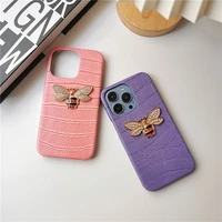 luxury fashion 3d diamond bee hard case female for iphone 11 12 13 pro max 7 8 plus xr x xs se 2020 half surrounded cover fundas