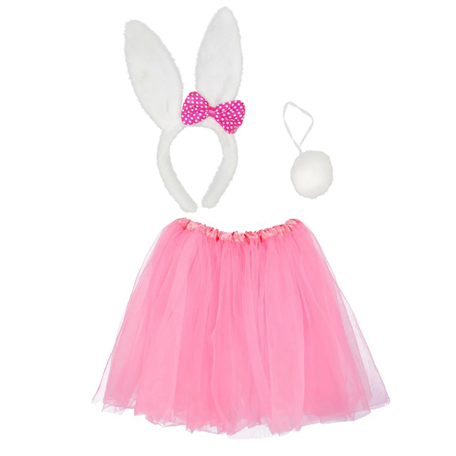 

Bunny Ears Pink Cute Easter Rabbit Costume For Kids Halloween Easter Dress Up Cosplay Accessories Set Size Fits All Ages &