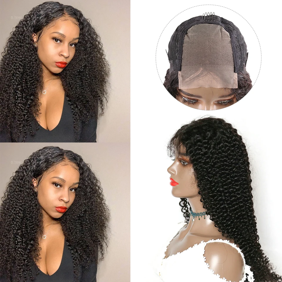 

Curly Lace Closure Wig 4x4 Hd Transparent Lace Wig Human Hair Afro Kinky Curly Wig 30 Inch Pre-Plucked Hairline 200 Density