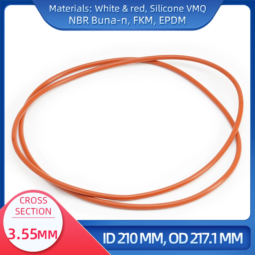 

O Ring CS 3.55 mm ID 210 mm OD 217.1 mm Material With Silicone VMQ NBR FKM EPDM ORing Seal Gask