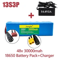 100 new high quality 48v 30ah 1000w 13s3p lithium ion battery pack for 54 6v e bike electric bicycle scooter with bmscharger