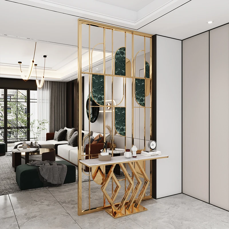 

Nordic Stainless Steel Simple Modern Light Luxury Screen Partition Wall Hollow Living Room Entrance Entrance Titanium Entrance