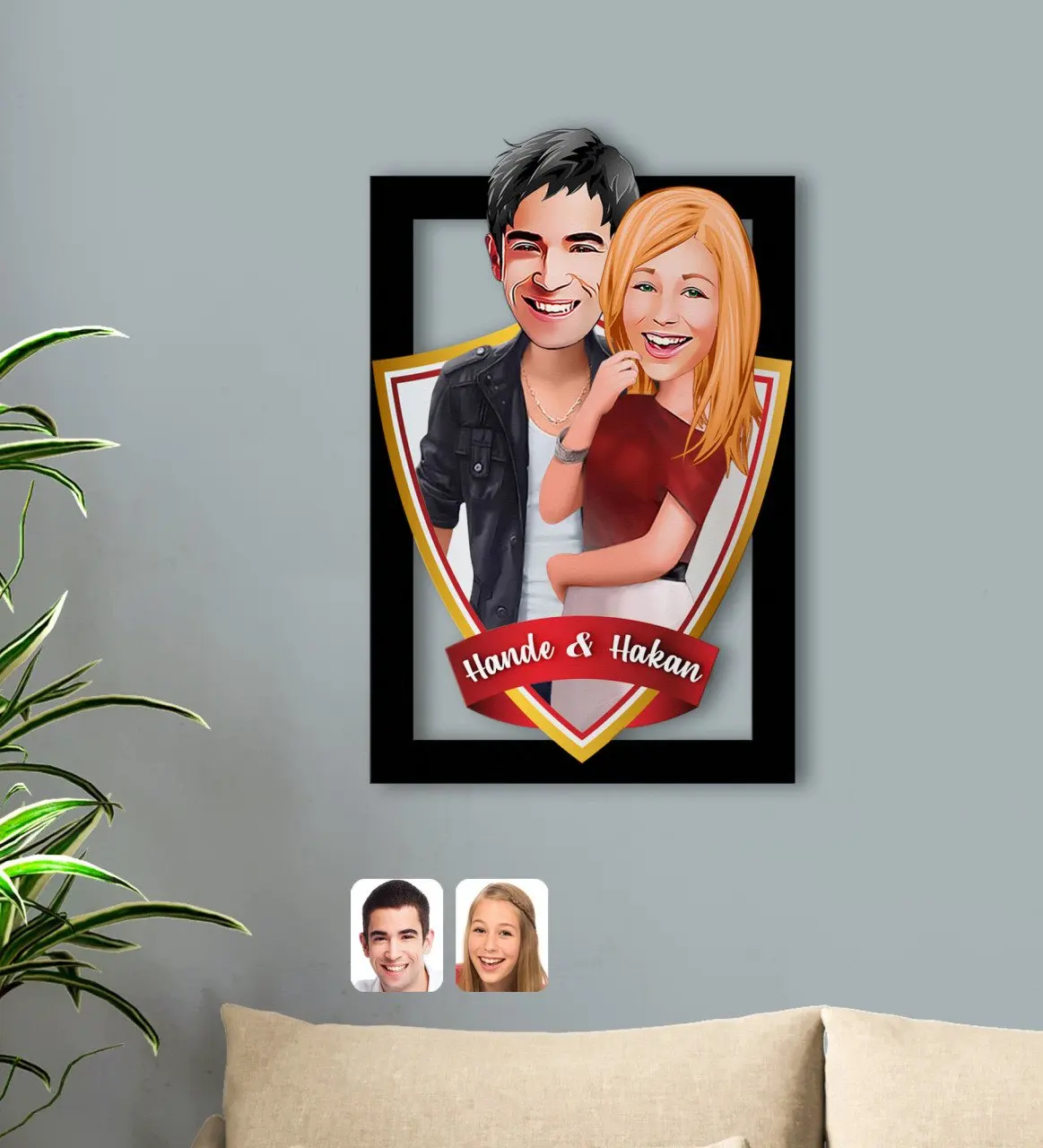 

Personalized Is Valentine Caricature OF 3D Wood Tablo-90
