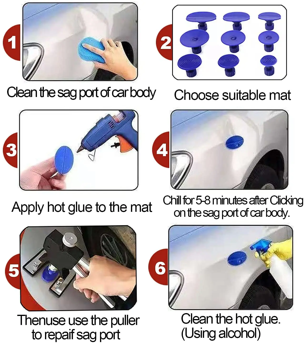 Pаспродажа Набор для беспокрасочного удаления вмятин на автомобиле, автомобильный комплект для ремонта кузова, устройство для удаления вмятин на авто...