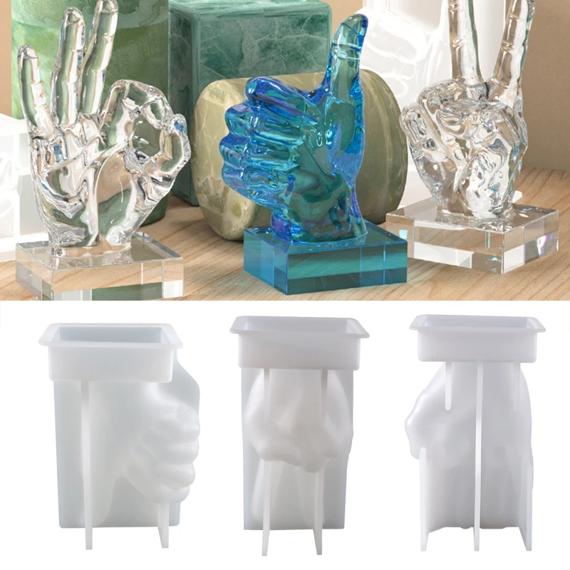 

Mold Geometric OK Thumb Gesture Candle Mold 3D Abstract Resin Epoxy Casting Molds for Home Decor Ornament Aromatherapy