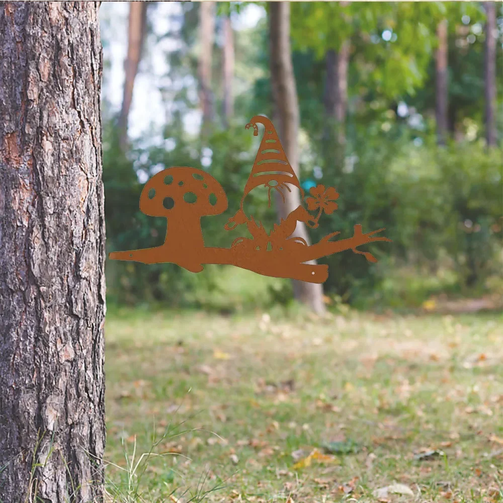 Великолепное украшение в виде гнома с металлической веткой для вашего сада —